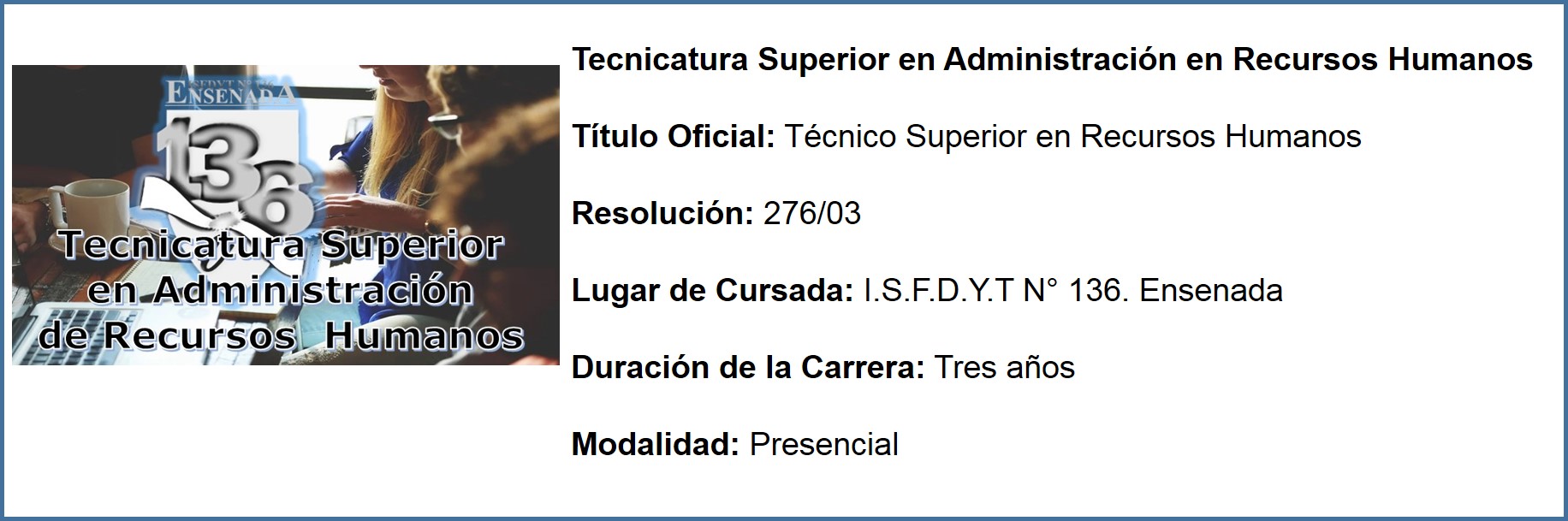 Tecnicatura Superior En Administraci N De Recursos Humanos Instituto